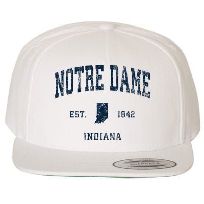Notre Dame Indiana IN Vintage Athletic Navy Sports Design Wool Snapback Cap