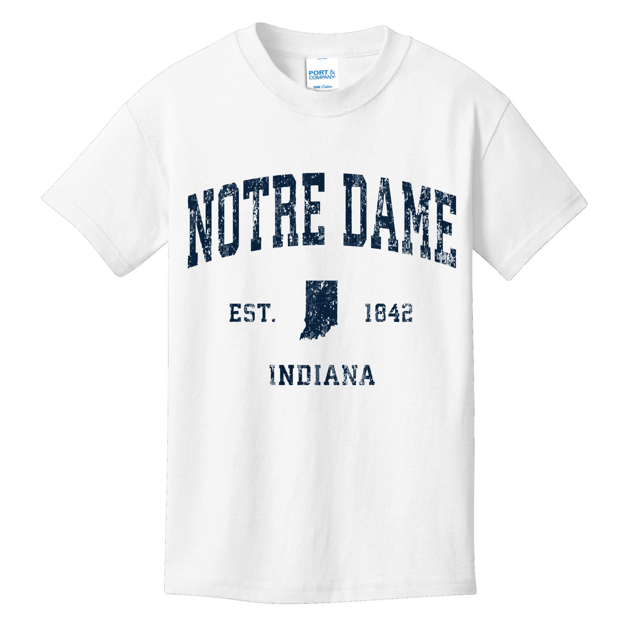 Notre Dame Indiana IN Vintage Athletic Navy Sports Design Kids T-Shirt