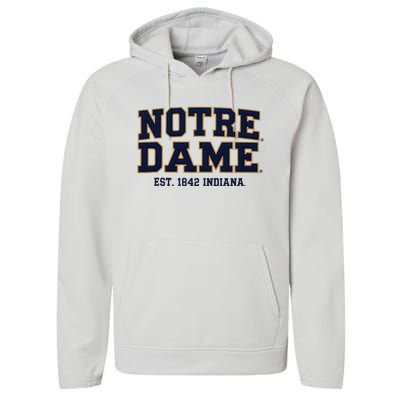 N.O.T.R.E D.A.M.E Indiana Est. 1842 Vintage Pride Apparel Performance Fleece Hoodie