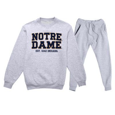 N.O.T.R.E D.A.M.E Indiana Est. 1842 Vintage Pride Apparel Premium Crewneck Sweatsuit Set