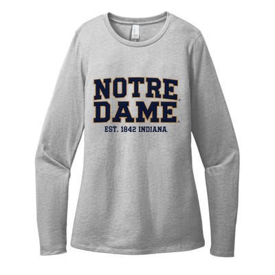 N.O.T.R.E D.A.M.E Indiana Est. 1842 Vintage Pride Apparel Womens CVC Long Sleeve Shirt