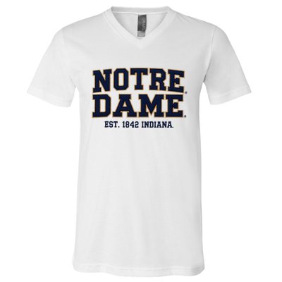 N.O.T.R.E D.A.M.E Indiana Est. 1842 Vintage Pride Apparel V-Neck T-Shirt