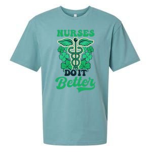 Nurses Do It Better Design St Patricks Nurse Funny Gift Sueded Cloud Jersey T-Shirt