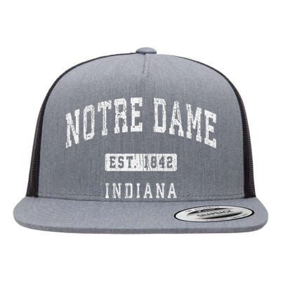 N.O.T.R.E D.A.M.E Indiana In Vintage Athletic Sports Design Flat Bill Trucker Hat