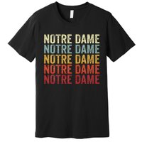 N.O.T.R.E D.A.M.E Indiana In Vintage Text Premium T-Shirt