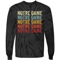 N.O.T.R.E D.A.M.E Indiana In Vintage Text Tie-Dye Long Sleeve Shirt