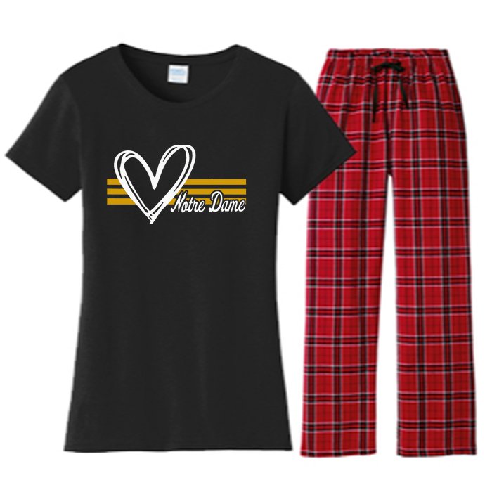 N.O.T.R.E D.A.M.E Indiana Heart Design Women's Flannel Pajama Set