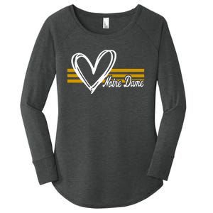 N.O.T.R.E D.A.M.E Indiana Heart Design Women's Perfect Tri Tunic Long Sleeve Shirt