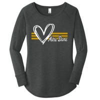 N.O.T.R.E D.A.M.E Indiana Heart Design Women's Perfect Tri Tunic Long Sleeve Shirt