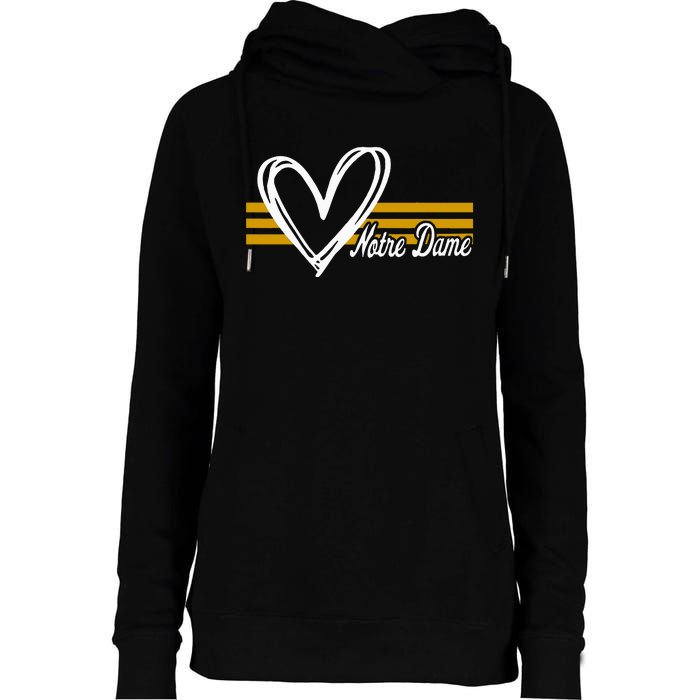 N.O.T.R.E D.A.M.E Indiana Heart Design Womens Funnel Neck Pullover Hood