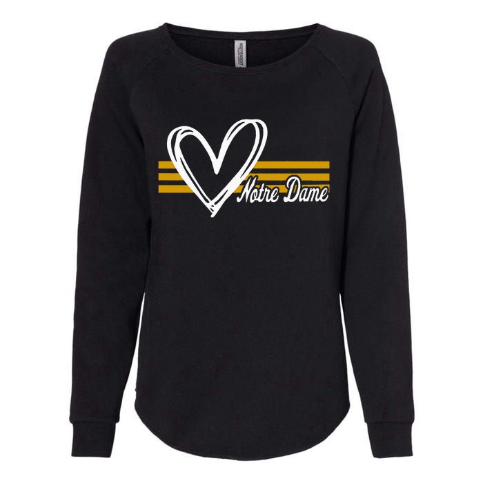 N.O.T.R.E D.A.M.E Indiana Heart Design Womens California Wash Sweatshirt