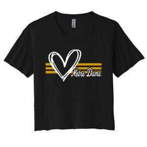 N.O.T.R.E D.A.M.E Indiana Heart Design Women's Crop Top Tee