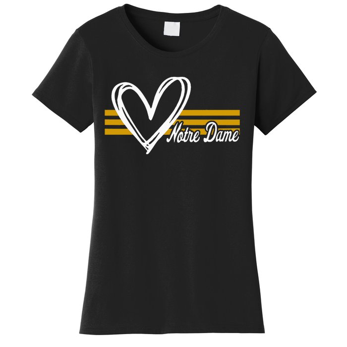 N.O.T.R.E D.A.M.E Indiana Heart Design Women's T-Shirt