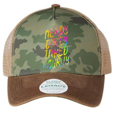Nerdy Dirty Inked & Curvy Tattoo Woman Nerd Legacy Tie Dye Trucker Hat