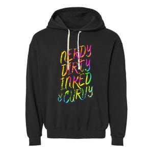 Nerdy Dirty Inked & Curvy Tattoo Woman Nerd Garment-Dyed Fleece Hoodie