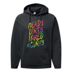 Nerdy Dirty Inked & Curvy Tattoo Woman Nerd Performance Fleece Hoodie