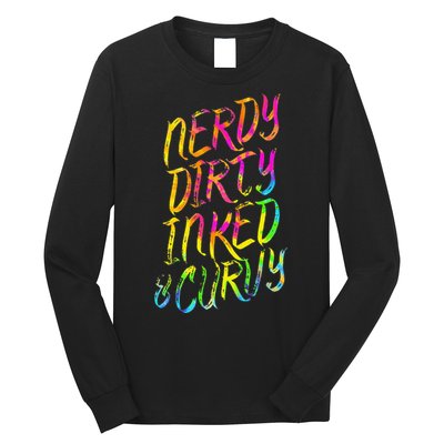 Nerdy Dirty Inked & Curvy Tattoo Woman Nerd Long Sleeve Shirt