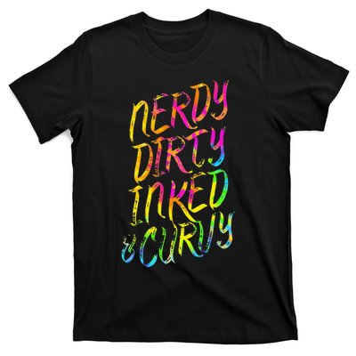 Nerdy Dirty Inked & Curvy Tattoo Woman Nerd T-Shirt