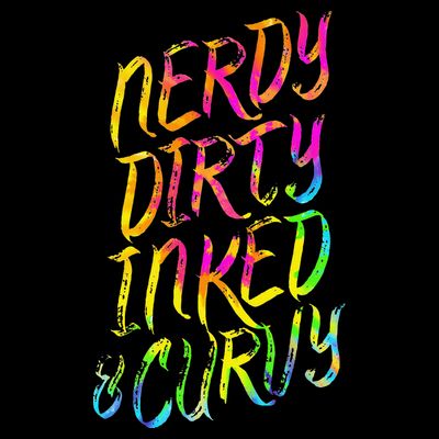 Nerdy Dirty Inked & Curvy Tattoo Woman Nerd T-Shirt