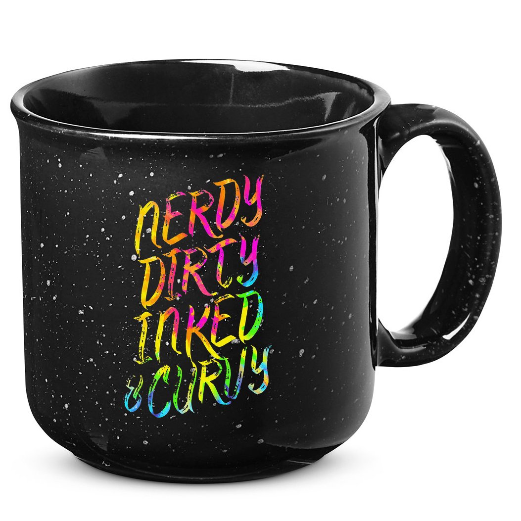 Nerdy Dirty Inked & Curvy Tattoo Woman Nerd 15oz Campfire Ceramic Mug