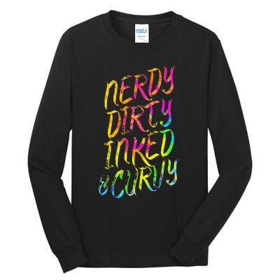 Nerdy Dirty Inked & Curvy Tattoo Woman Nerd Tall Long Sleeve T-Shirt