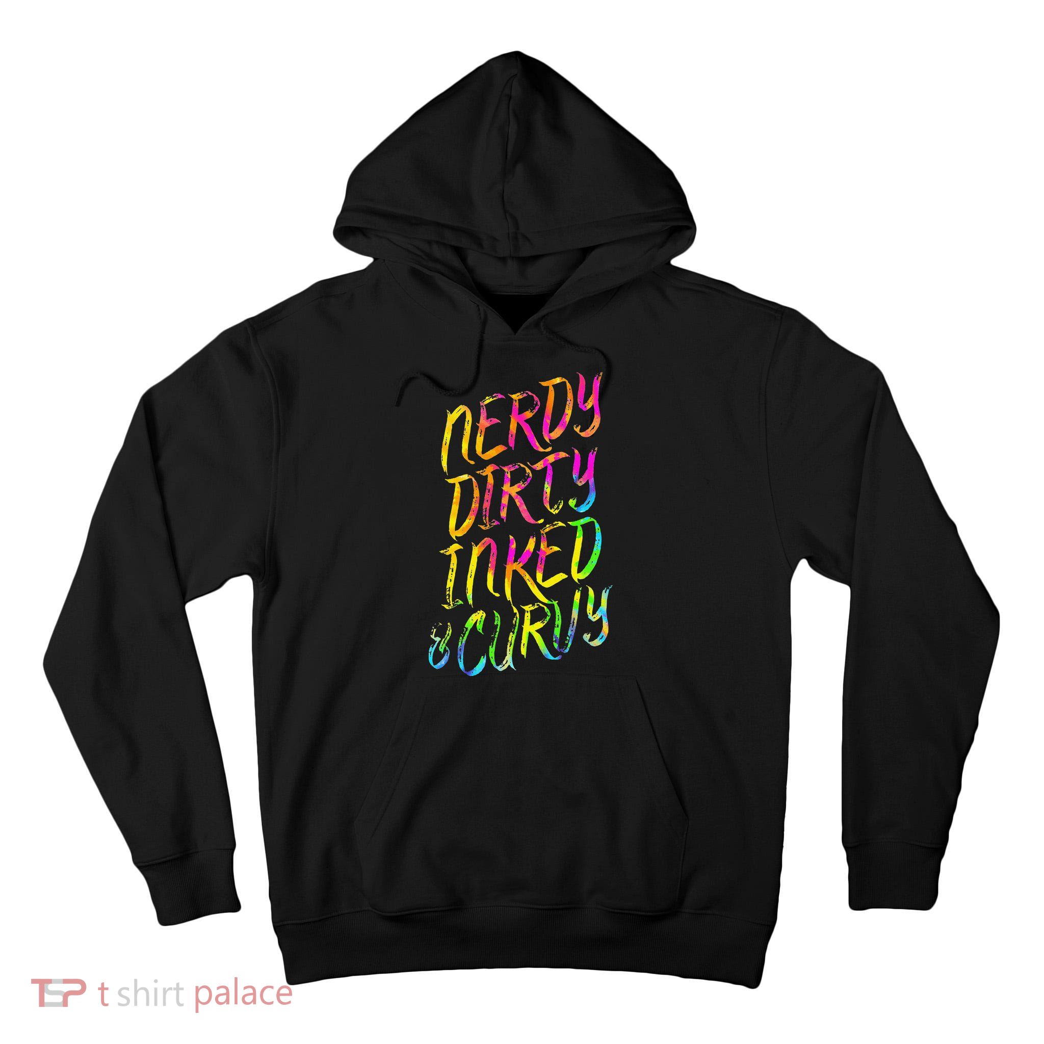 Nerdy Dirty Inked & Curvy Tattoo Woman Nerd Tall Hoodie