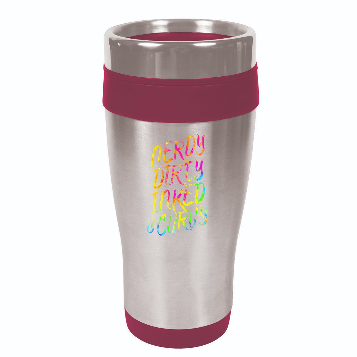Nerdy Dirty Inked & Curvy Tattoo Woman Nerd 16oz Travel Tumbler