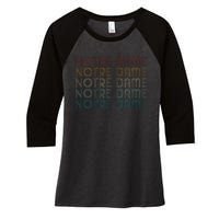 N.O.T.R.E Dame Indiana Vintage Retro Souvenir Women's Tri-Blend 3/4-Sleeve Raglan Shirt