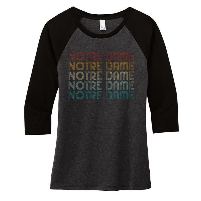 N.O.T.R.E Dame Indiana Vintage Retro Souvenir Women's Tri-Blend 3/4-Sleeve Raglan Shirt