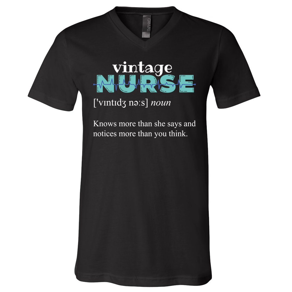 Nurse Definition Knows More Than She Says Funny Vintage V-Neck T-Shirt