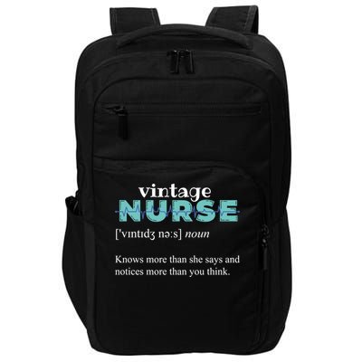 Nurse Definition Knows More Than She Says Funny Vintage Impact Tech Backpack