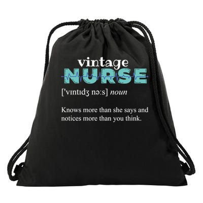 Nurse Definition Knows More Than She Says Funny Vintage Drawstring Bag
