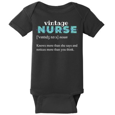 Nurse Definition Knows More Than She Says Funny Vintage Baby Bodysuit