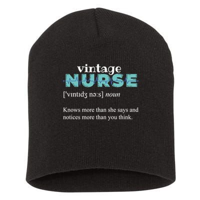 Nurse Definition Knows More Than She Says Funny Vintage Short Acrylic Beanie