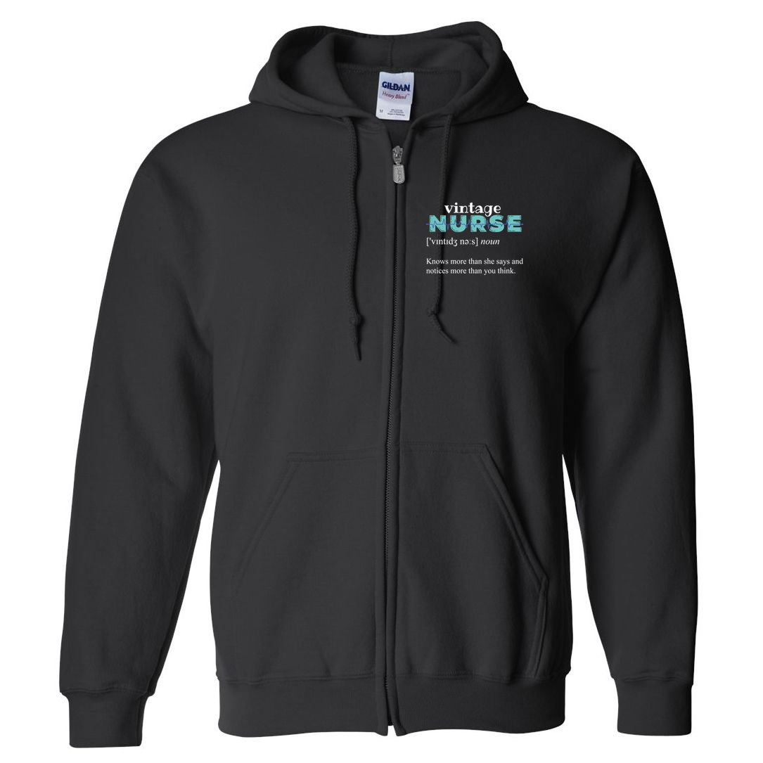 Nurse Definition Knows More Than She Says Funny Vintage Full Zip Hoodie