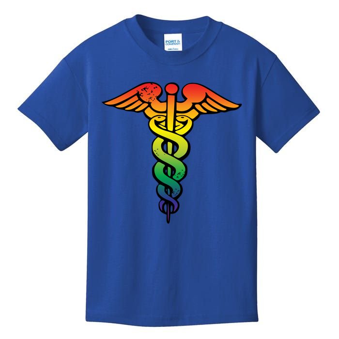 Nurses Doctors Lgbtq Rainbow Caduceus Symbol Cute Gift Kids T-Shirt