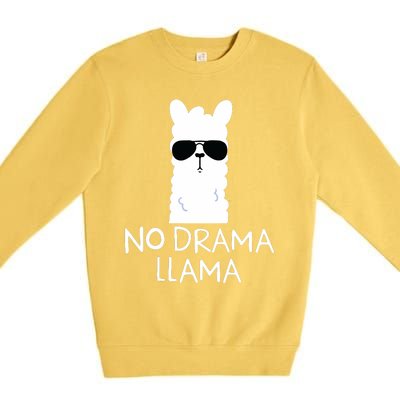 No Drama Llama Alpaca With Sunglasses Llama Lovers Gift Premium Crewneck Sweatshirt