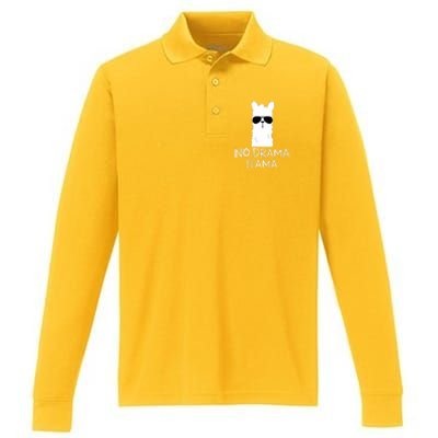 No Drama Llama Alpaca With Sunglasses Llama Lovers Gift Performance Long Sleeve Polo