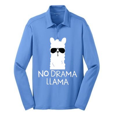 No Drama Llama Alpaca With Sunglasses Llama Lovers Gift Silk Touch Performance Long Sleeve Polo