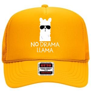 No Drama Llama Alpaca With Sunglasses Llama Lovers Gift High Crown Mesh Back Trucker Hat