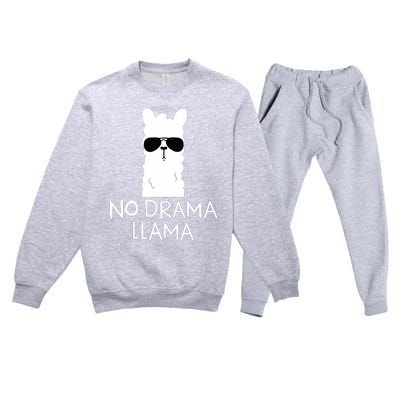 No Drama Llama Alpaca With Sunglasses Llama Lovers Gift Premium Crewneck Sweatsuit Set