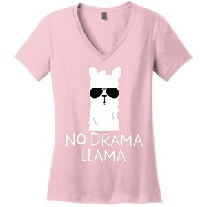 No Drama Llama Alpaca With Sunglasses Llama Lovers Gift Women's V-Neck T-Shirt