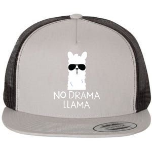 No Drama Llama Alpaca With Sunglasses Llama Lovers Gift Flat Bill Trucker Hat