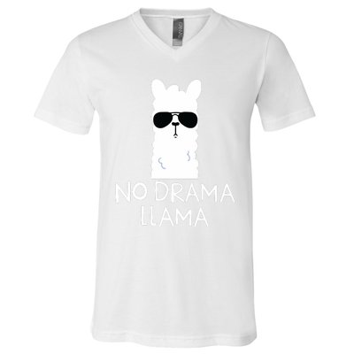 No Drama Llama Alpaca With Sunglasses Llama Lovers Gift V-Neck T-Shirt