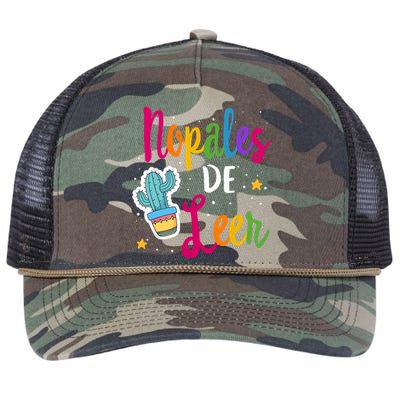 Nopales De Leer Never Stop Reading Spanish Teacher Espanol Retro Rope Trucker Hat Cap