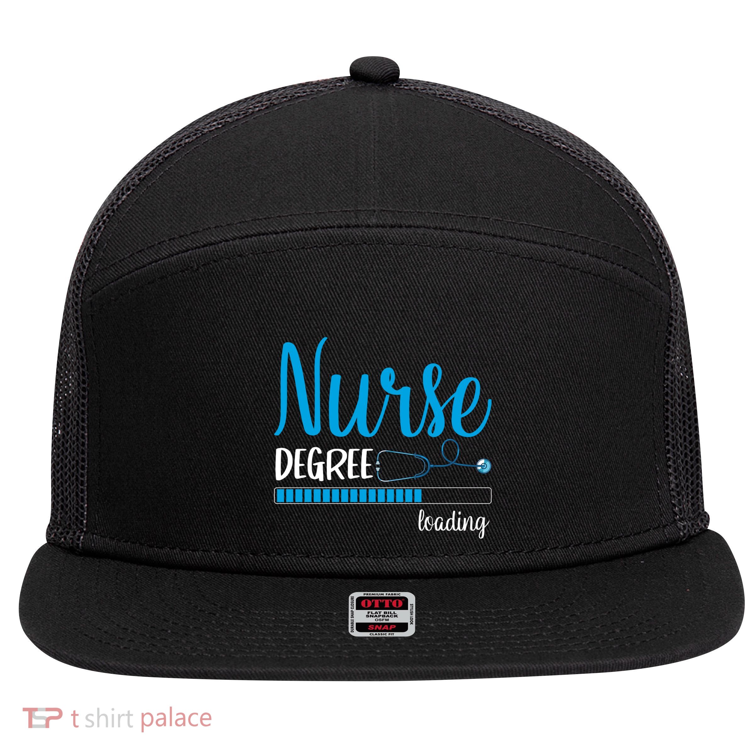 Nursing Degree Loading School Stethoscope Future Nurse Gift 7 Panel Mesh Trucker Snapback Hat
