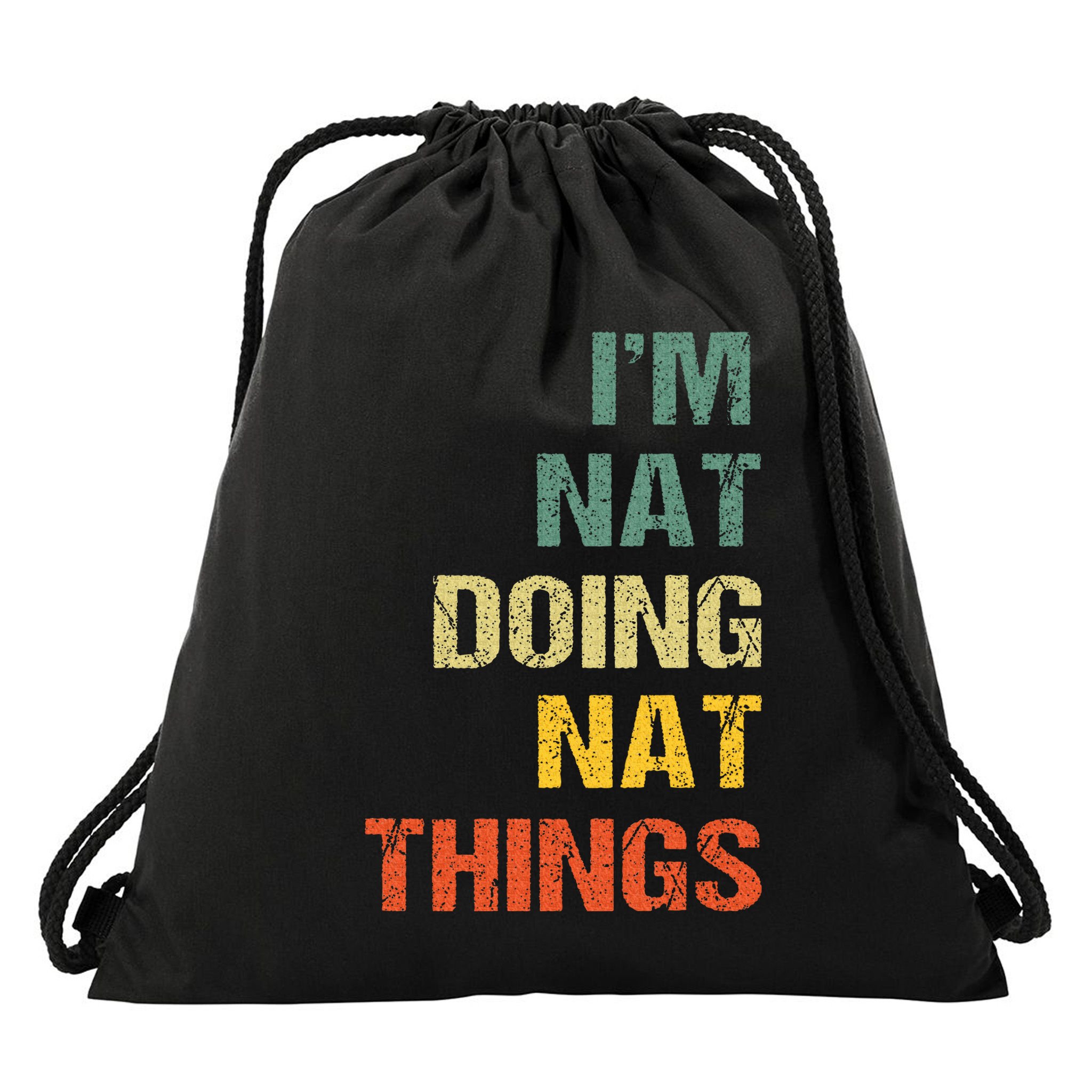 Nat Doing Nat Things Personalized Drawstring Bag