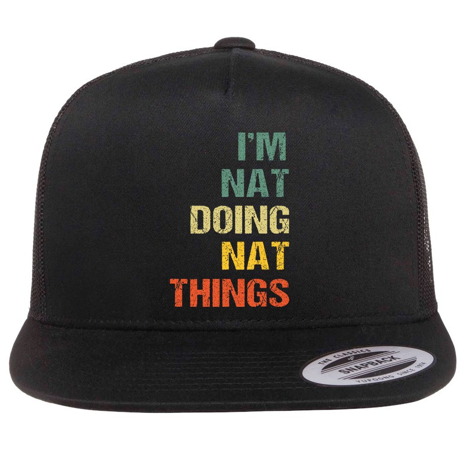 Nat Doing Nat Things Personalized Flat Bill Trucker Hat