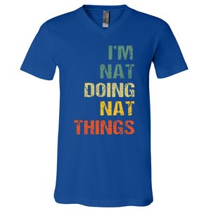 Nat Doing Nat Things Personalized V-Neck T-Shirt