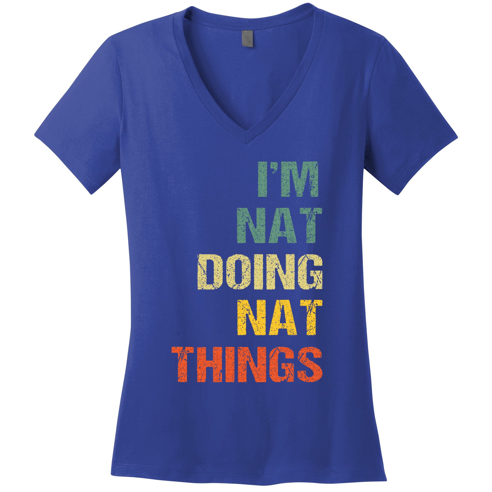 Nat Doing Nat Things Personalized Women's V-Neck T-Shirt
